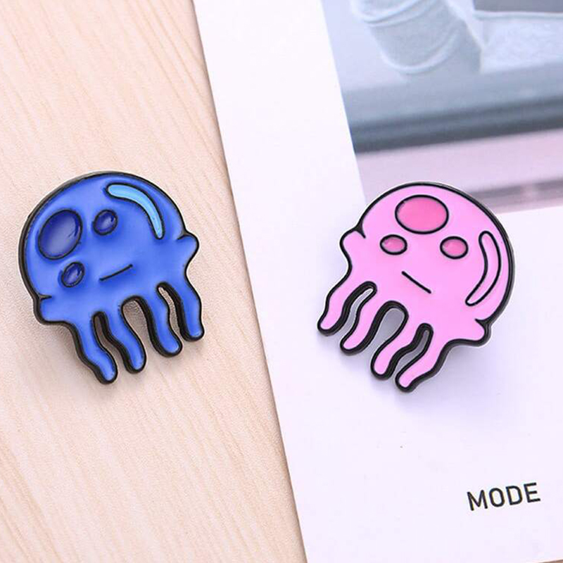 Embroidery Fish - Insignias de Metal de medusas Kawaii,