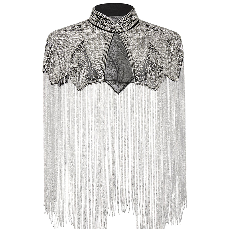 Embroidery Shawl - Chal Delicado con Cuentas y Borlas