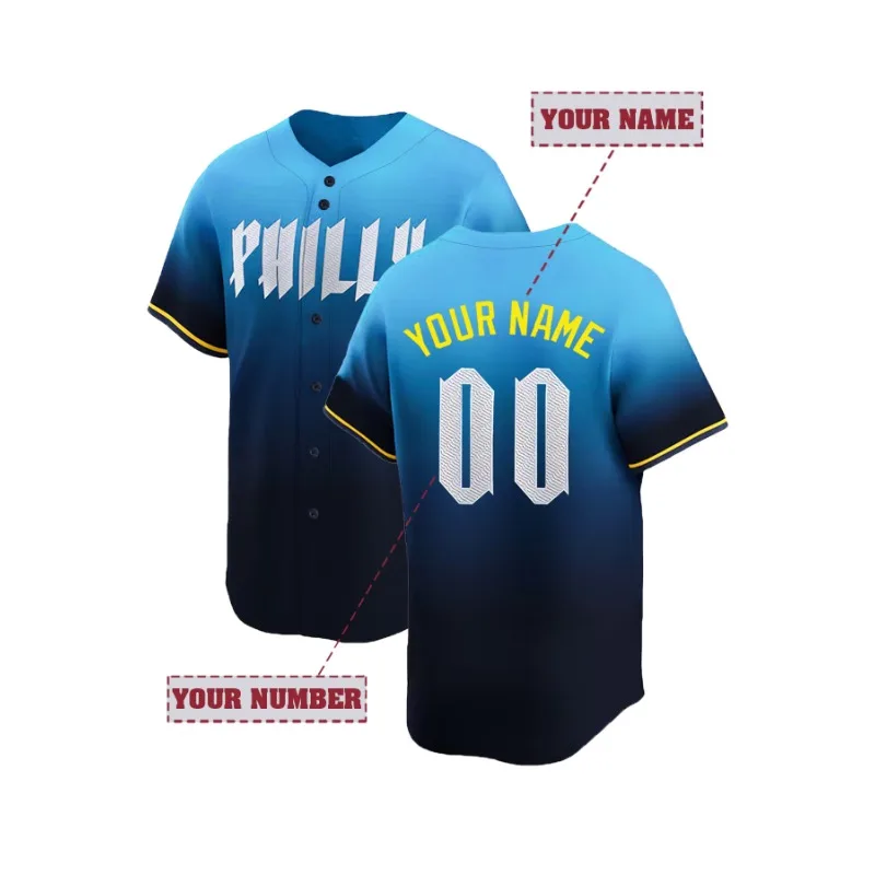 Embroidery Gradient - Camiseta de béisbol bordada con nombre