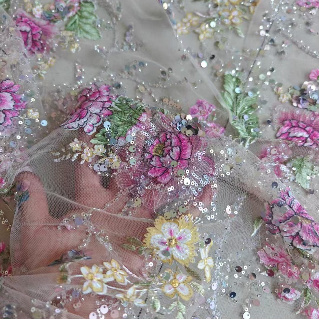 Embroidery Gradient - Tela de encaje de lujo con