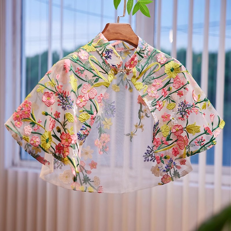 Embroidery Shawl - Pashmina de encaje con bordado floral