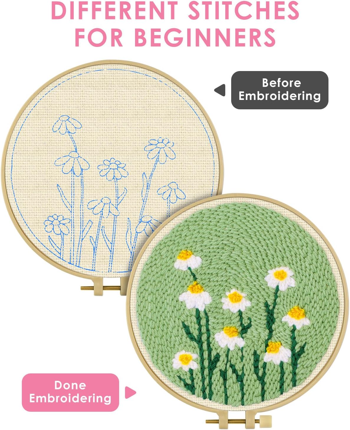 Kits de Bordado con Aguja Mági - Embroidery Hoop Square reseña y precio