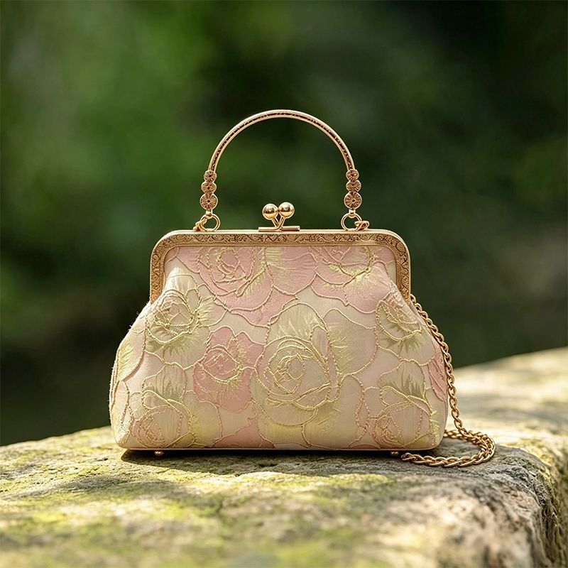 Bolso de mano vintage con bord - Embroidery Fish reseña y precio