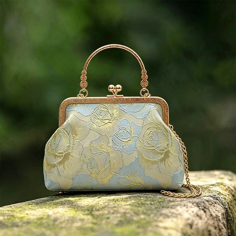 Bolso de mano vintage con bord - Embroidery Fish reseña y precio