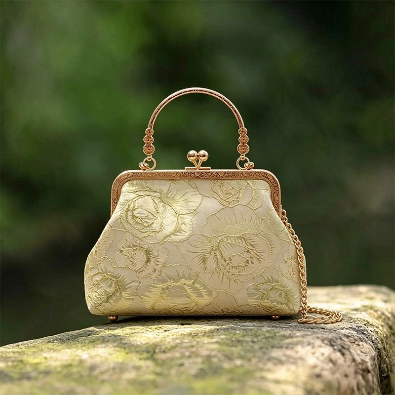 Bolso de mano vintage con bord - Embroidery Fish reseña y precio