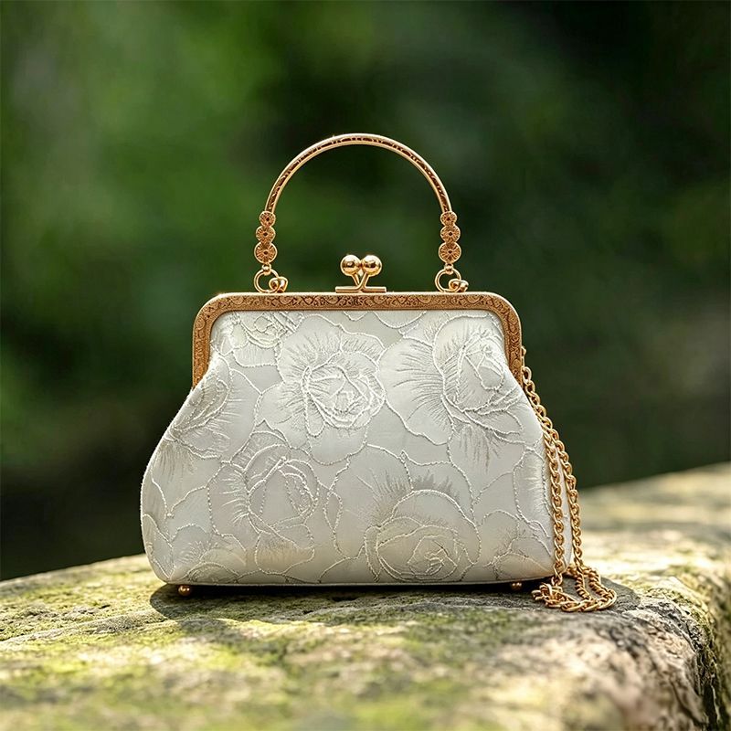 Bolso de mano vintage con bord - Embroidery Fish reseña y precio