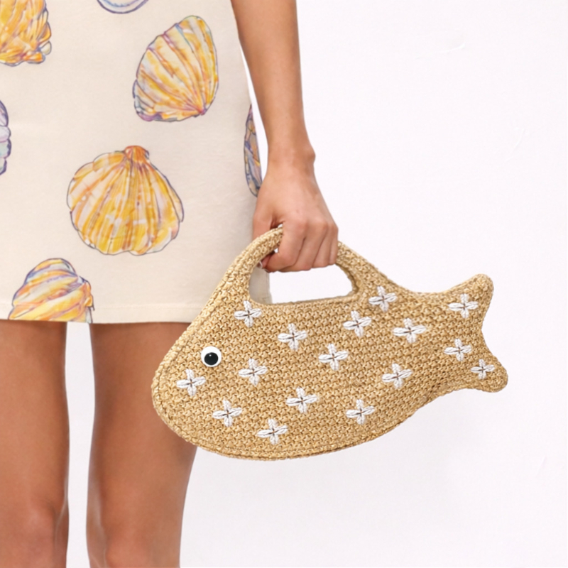 Bolso Tejido de Rafia, Bolso d - Embroidery Fish reseña y precio