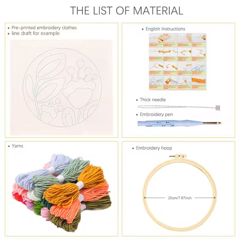 Kits de bordado Punch Needle D - Embroidery Hoop Square reseña y precio