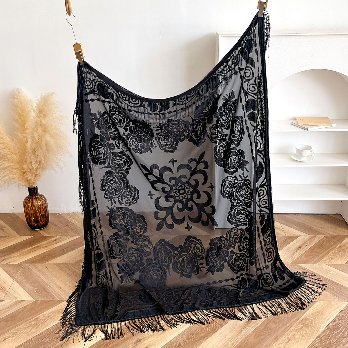Bufanda Retro de Terciopelo co - Embroidery Shawl reseña y precio