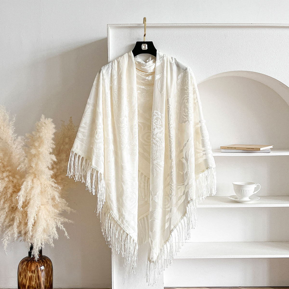 Bufanda Retro de Terciopelo co - Embroidery Shawl reseña y precio